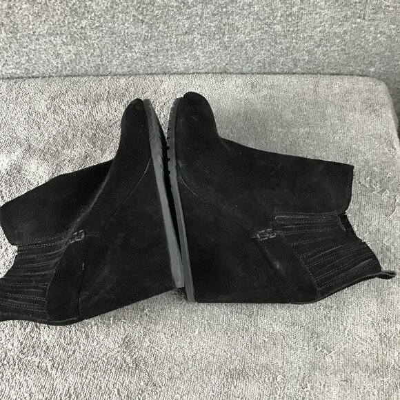 Gianni Bini Suede Leather Wedge Ankle Boots Booties Sz 9M Black - Picture 4 of 10